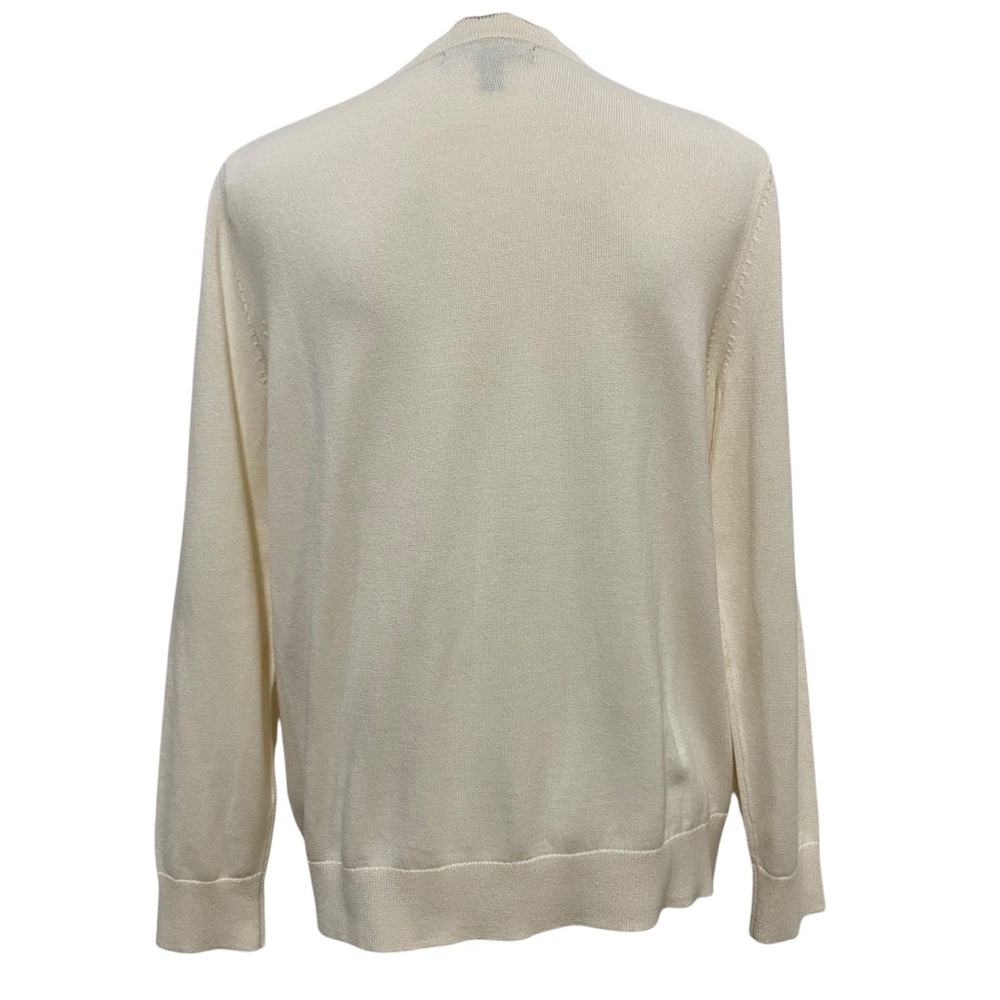 Banana Republic Cream Scalloped Crew Neck Sweater Large Petite - Picture 8 of 15